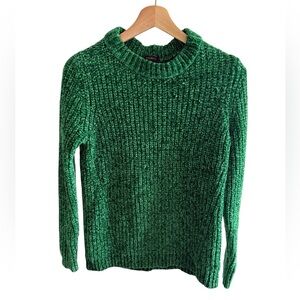 Talbots Women’s Emerald Green Ribbed Knit Sweater Pullover Crewneck, Medium